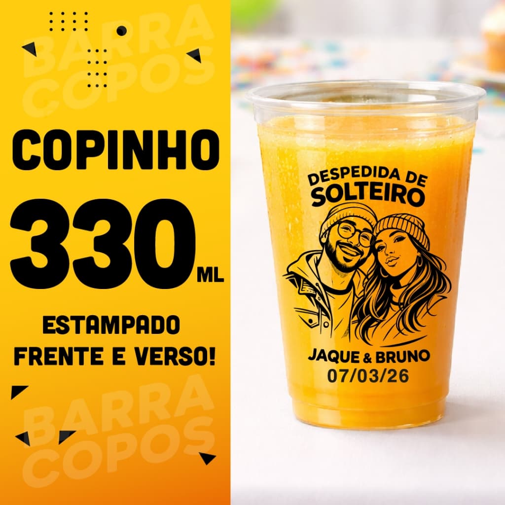 copos 330ml 50 unidades estampados frente e verso