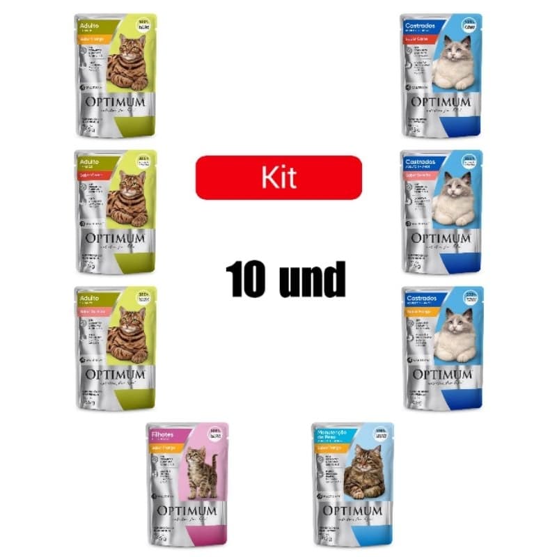 Optimum Ração Úmida para Gatos sache 85g KIT 10 und