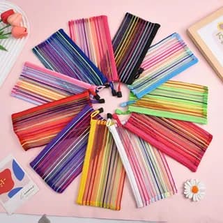 20/30/40 Unidades Estojo Multiuso Bolsinha Nylon Colorido Necessaire Promoção