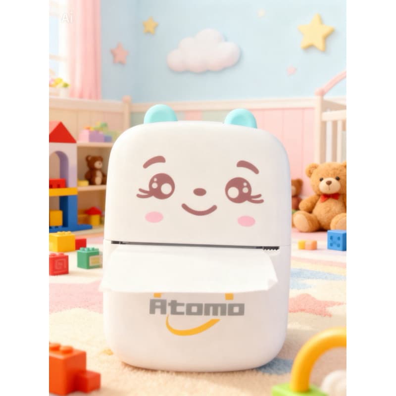 Mini Impressora Térmica Portátil Bluetooth Sem Tinta Recarga Papel Sticker Fotos Notas Cor Azul