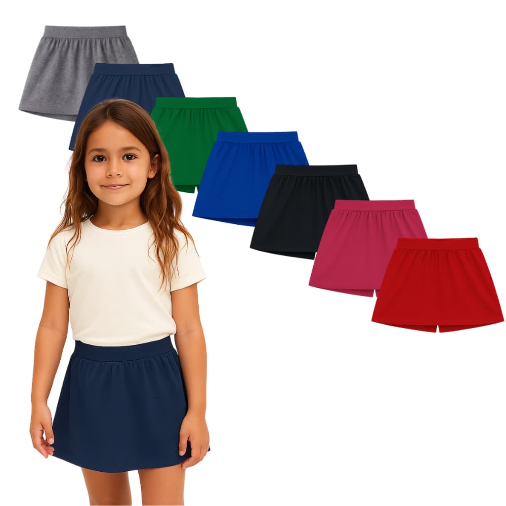 Shorts Saia Cotton Infantil Juvenil Menina Verão Tamanho 1 ao 16