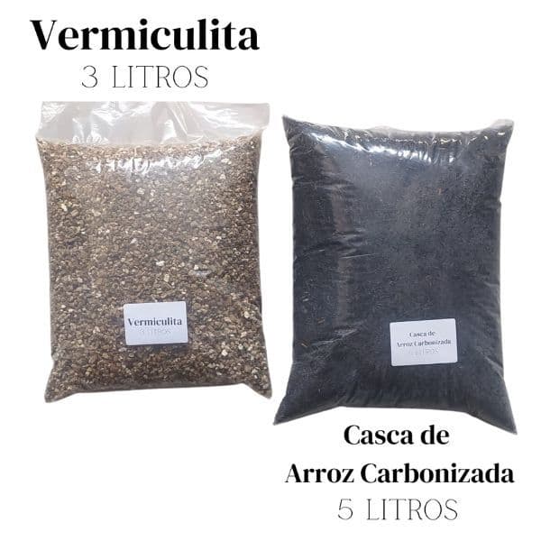 Casca de Arroz + Vermiculita 8 Litros | Substrato Ideal p/ Orquídeas, Cactos e Rosa do Deserto