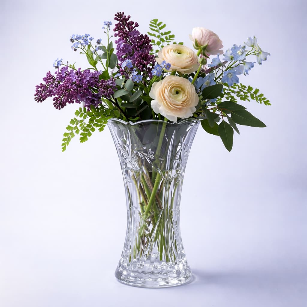 Vaso De Vidro Alto Relevo Festa Mesa Arranjos Decoração Plantas