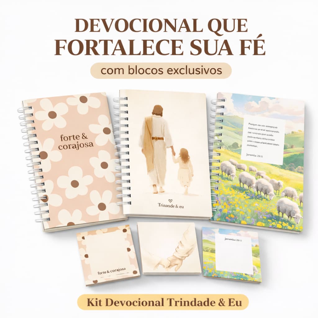 Kit Devocional Cristão Personalizado Com Nome + Bloco Anotação 80 Folhas Presente Gospel Feminino