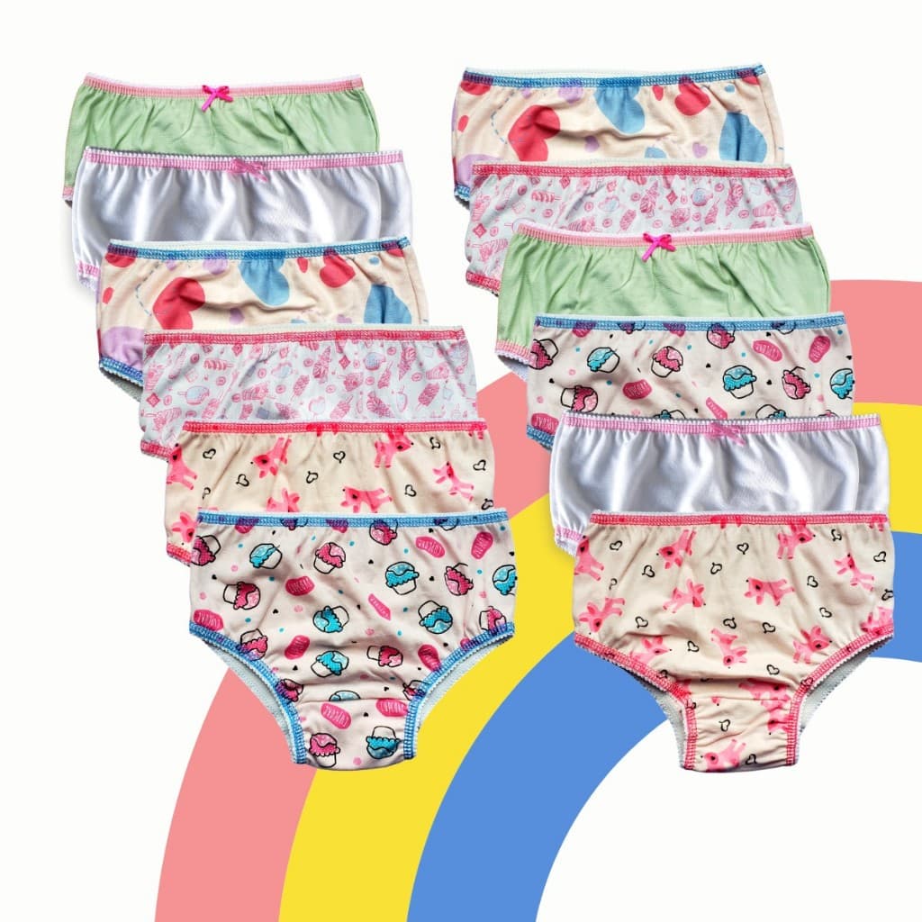 Kit Calcinha Infantil Menina Confortável Lisa e Estampada Kit com 3 9 e 12 unidades