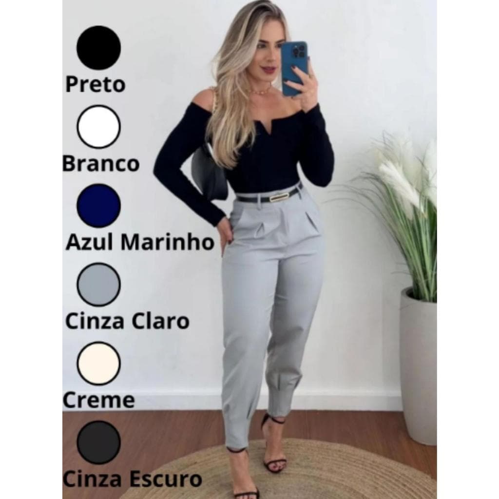 Calça Alfaiataria Feminina Cintura Alta Com Pença Casual e Social do P até G1