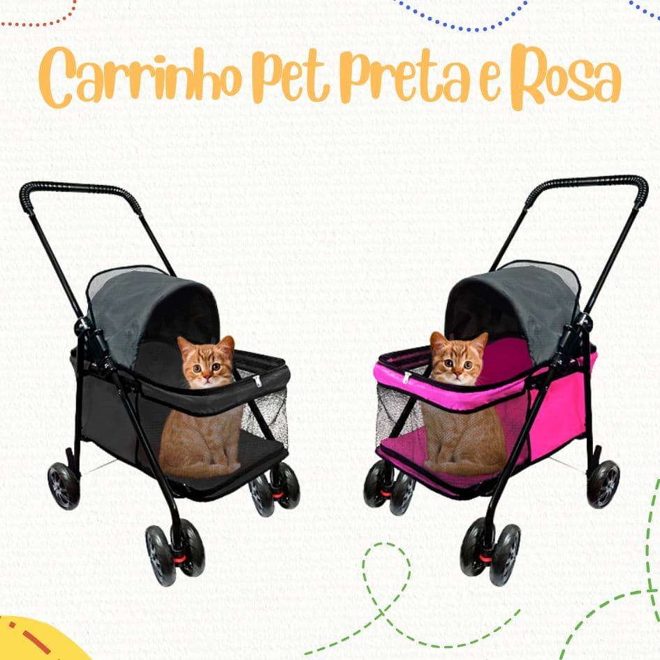 Carrinho de Passeio para PET até 15 kg. Carro Transporte Viagem Cães e Gatos