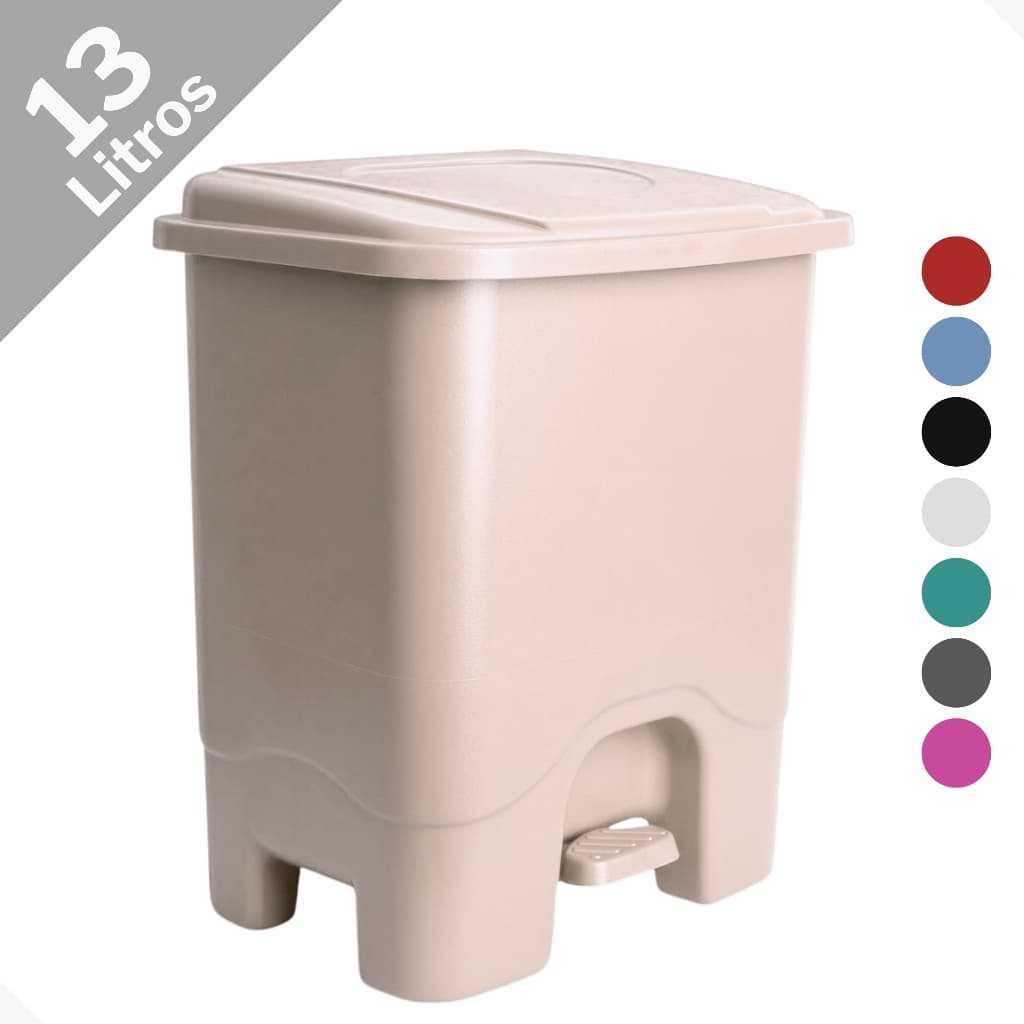 Lixeira 13 Litros Com Pedal Colorida Para Cozinha ou Banheiro