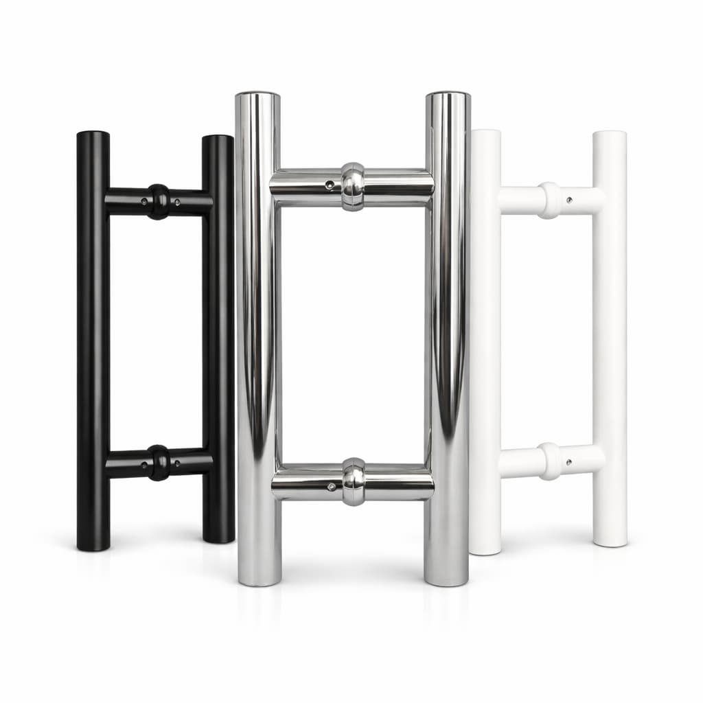 Puxador Duplo Redondo em Alumínio para Portas Vidro e Madeira