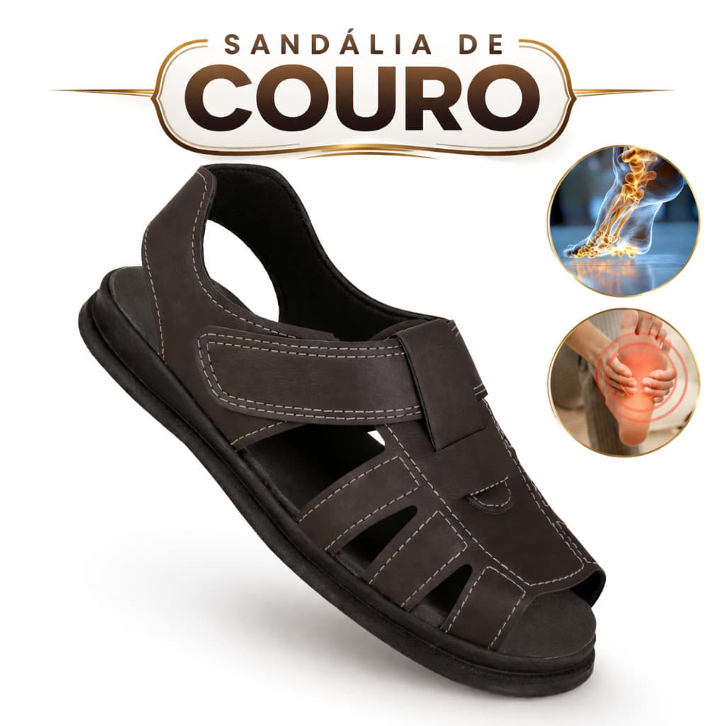 Sandalia Masculina Ortopedica de Couro Fechada de Alto Nivel Previna Dores Sola Alta FRANCISCANA