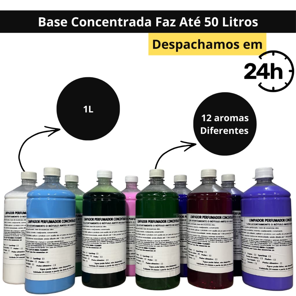 Desinfetante Concentrado Faz Até 50 Litros Eliminador de Odor Rende Muito Escolha suas Fragrâncias