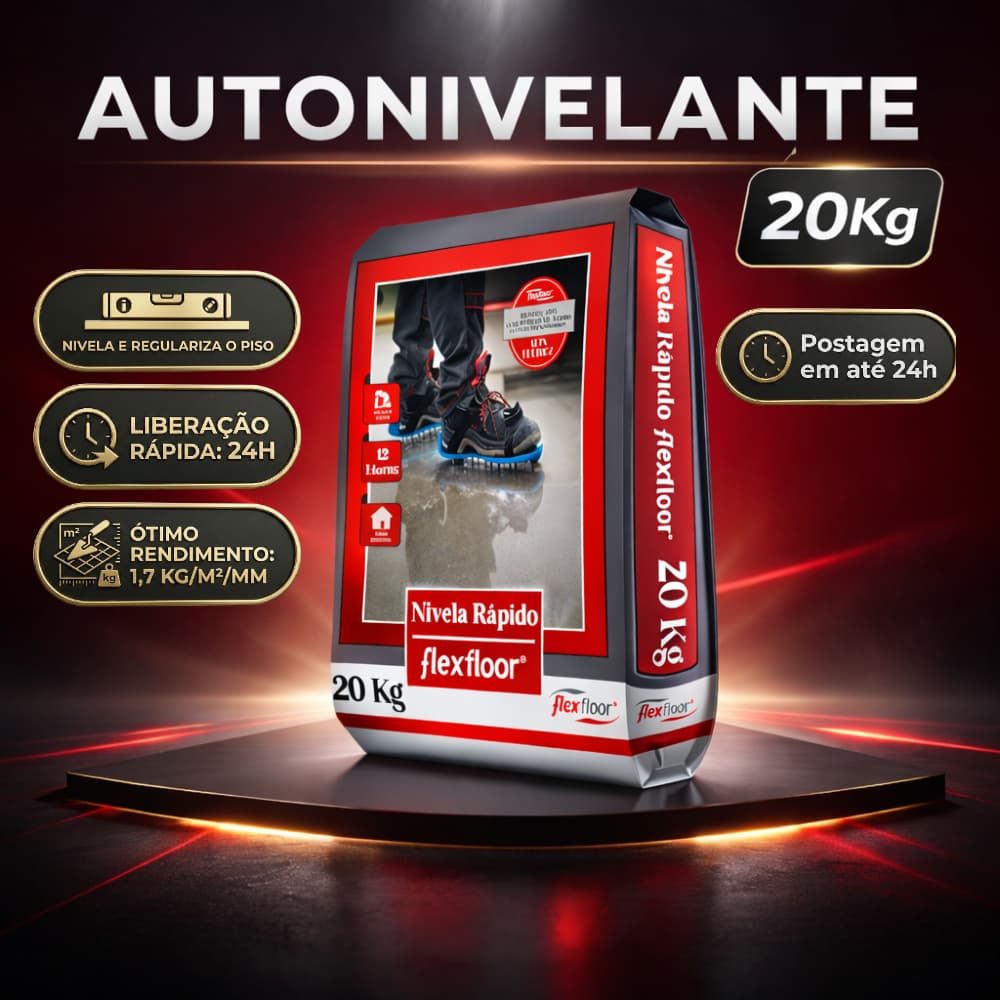 Autonivelante Nivela Fácil Flexfloor 20kg Secagem Rápida Para Regularizar Piso Interno Para Obras