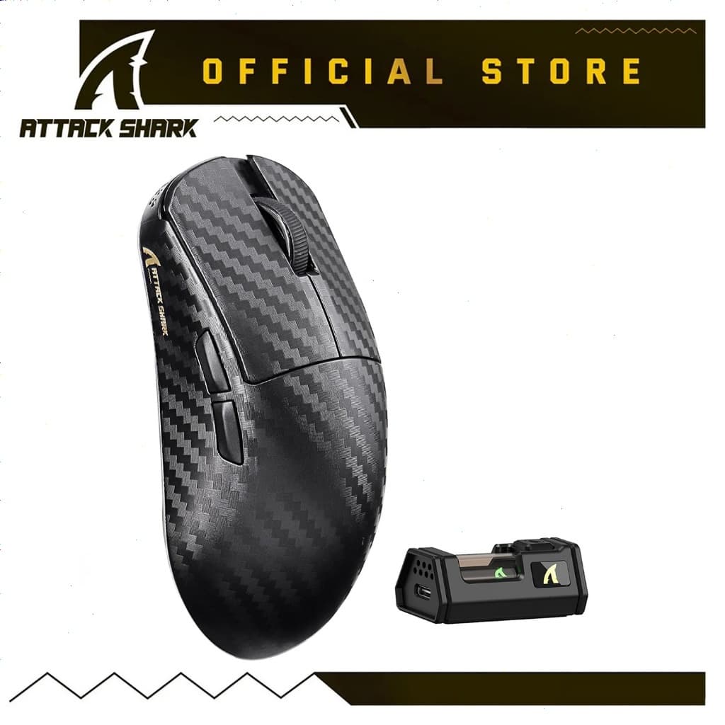 ATTACK SHARK R11 ULTRA Carbon Fiber Wireless 8K PAW3950MAX Gaming Mouse 49g SUPERLIGHT, Nordic 52840 MCU