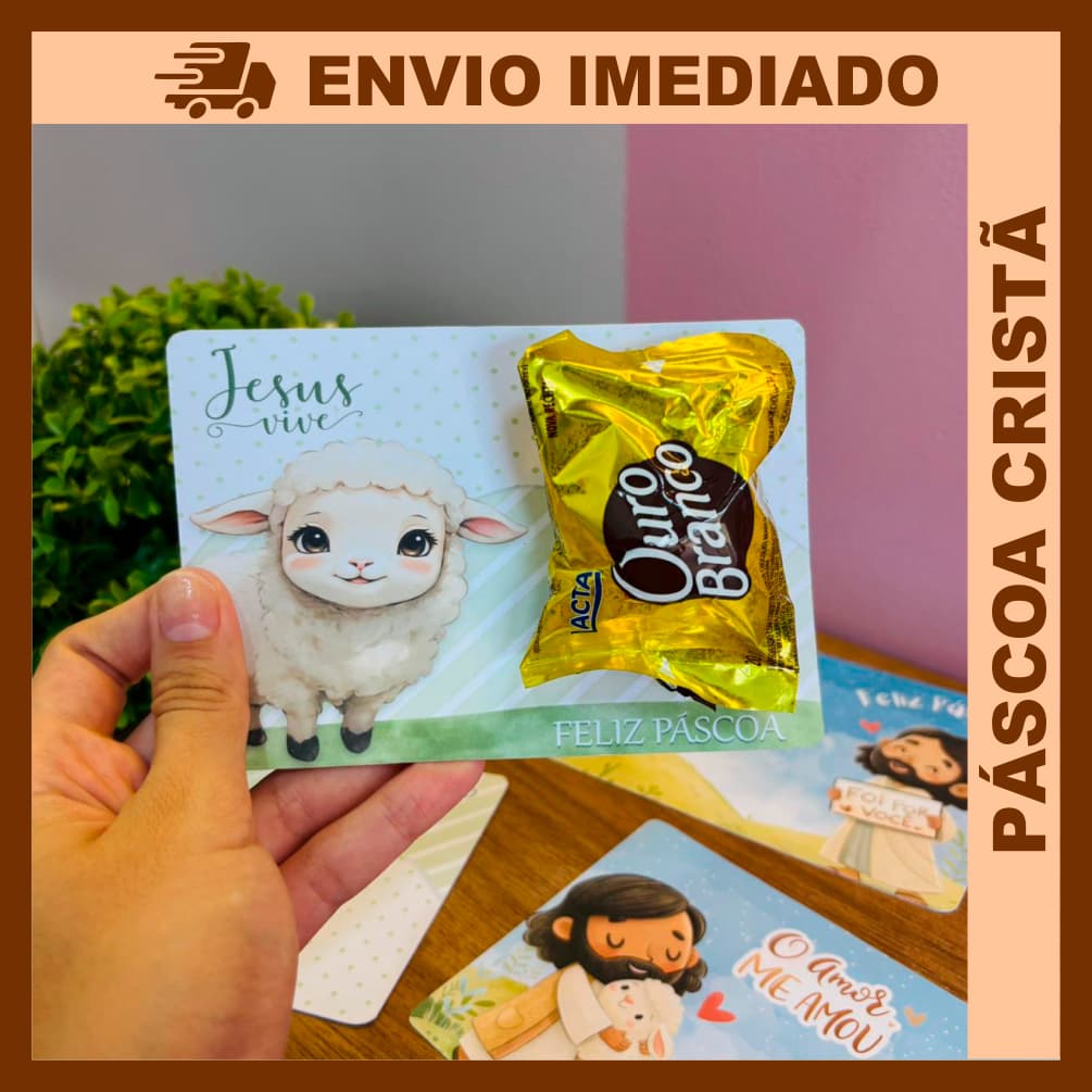 50 Cartões de Páscoa -  Lembrancinha/Mimo/Brinde / ATACADO IGREJAS - ENVIO RÁPIDO - Páscoa Cristã