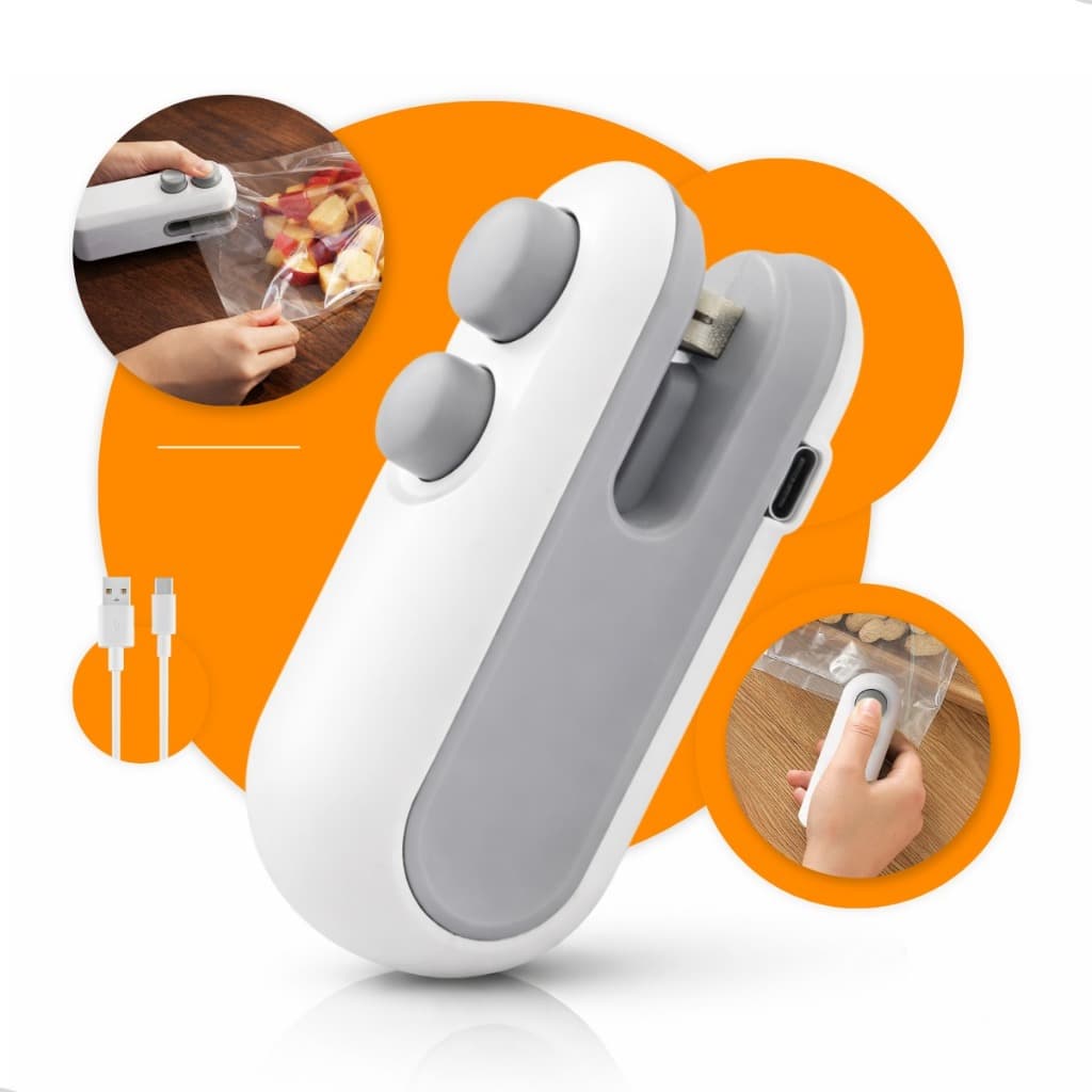 Mini Máquina Seladora Portátil 2 Em 1 Saco Plástico Embalagen Carregamento Usb Elétrica