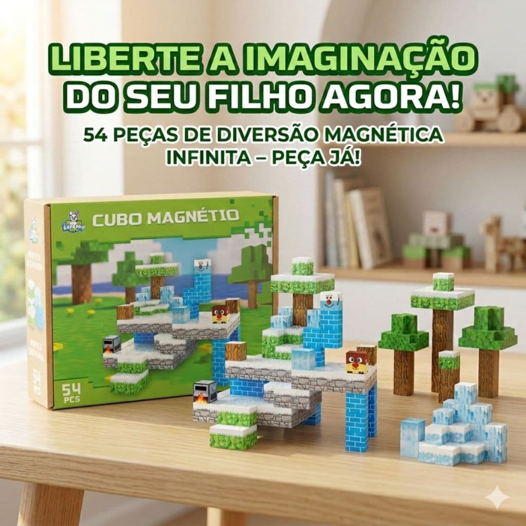 Blocos Magnéticos Brinquedo Construção 54 Peças Montar Infantil