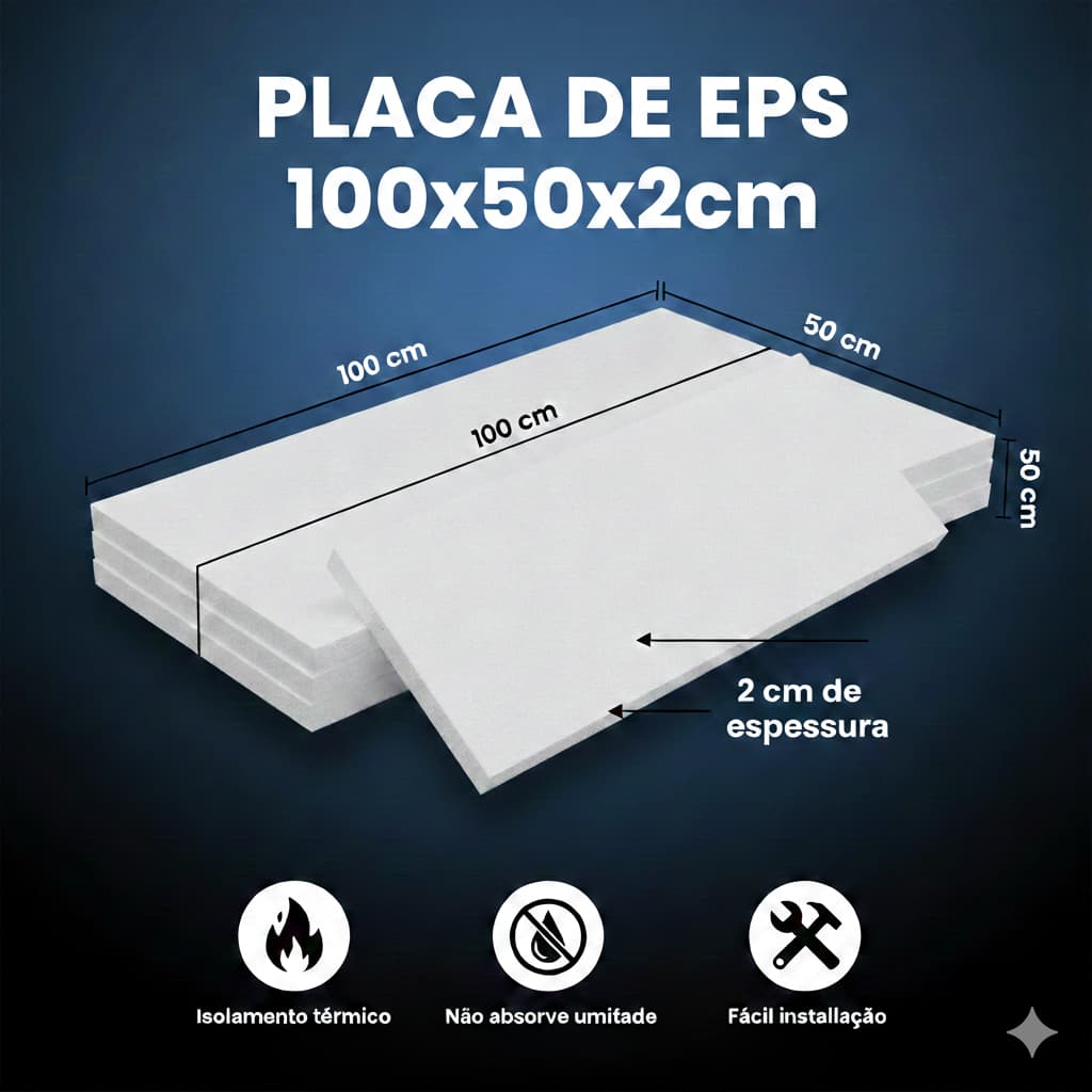 Kit Placas de Isopor EPS para forro de teto com 100cm de comprimento 50cm de largura 2cm de espessura