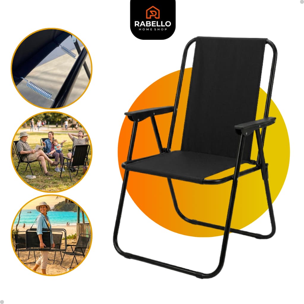 Cadeira de Praia Dobrável Alta Aço 100kg Resistente Reforçada Portátil Camping Piscina Varanda Pesca
