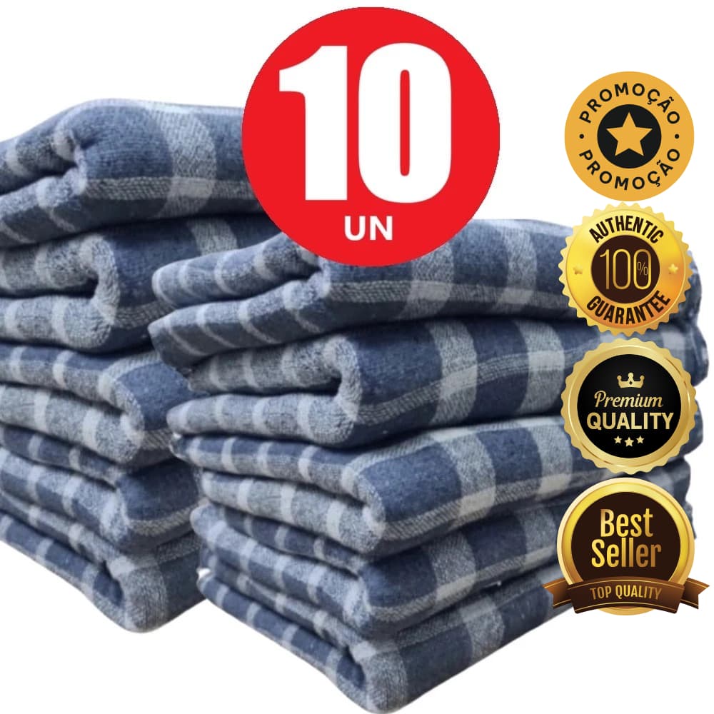 Kit 10 Panos de Chão Xadrez Azul Saco Duplo – Grosso, Reforçado, Grande e Ideal para Limpeza