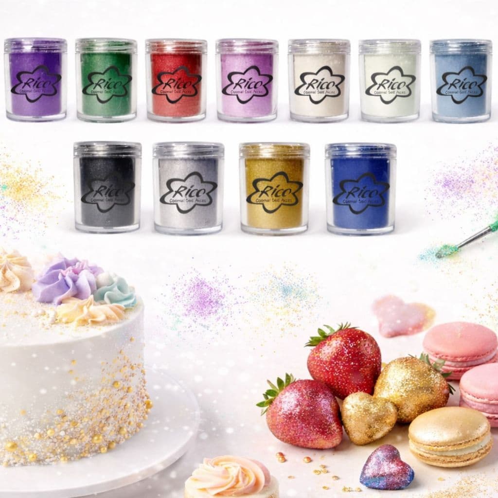 Pó perolado Ouro Prata para Decoração de Bolo Mousse, Fondant, Macaron, Chocolate diversas cores