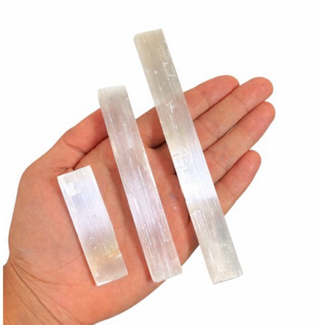 Bastão de Selenita Branca Bruta Natural limpeza energética e paz espiritual