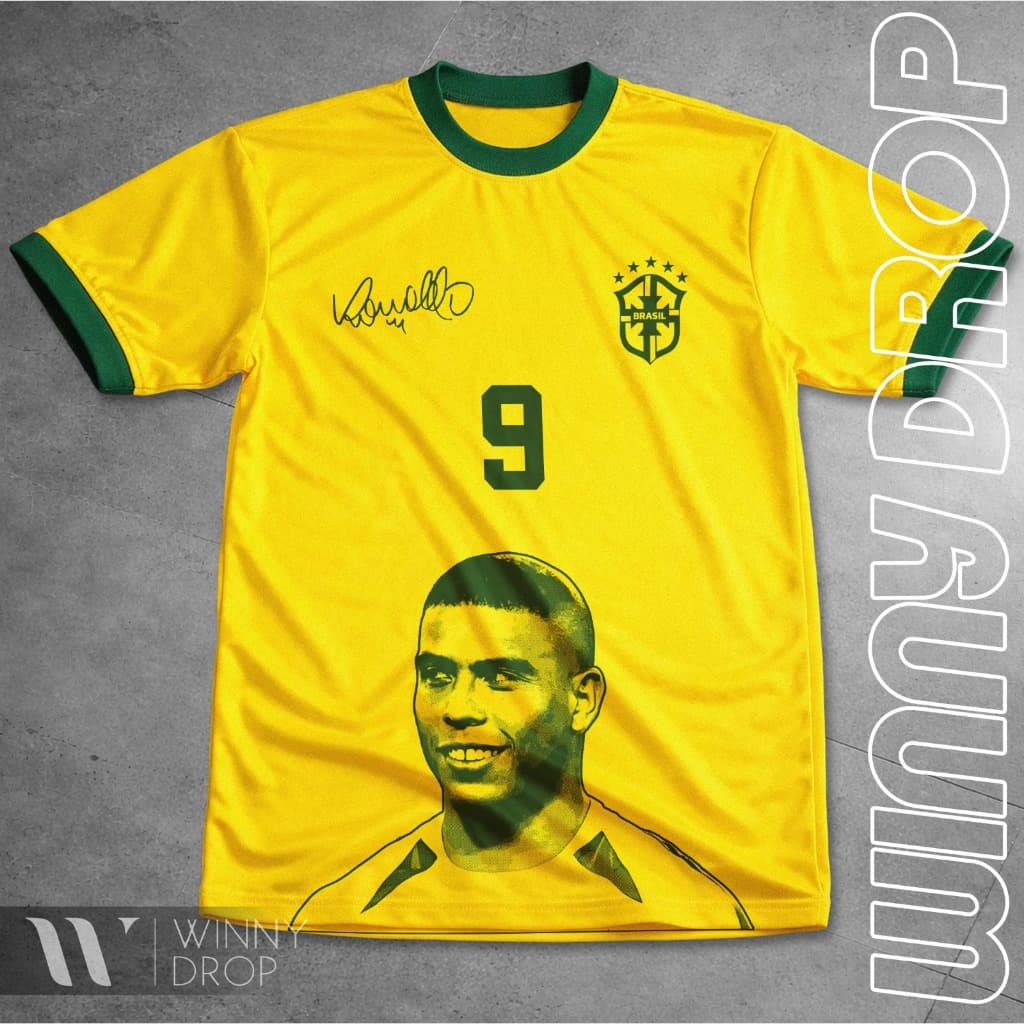 Camiseta Ronaldo Copa do mundo de 2002 Envio rapido mangas verdes Dryfit