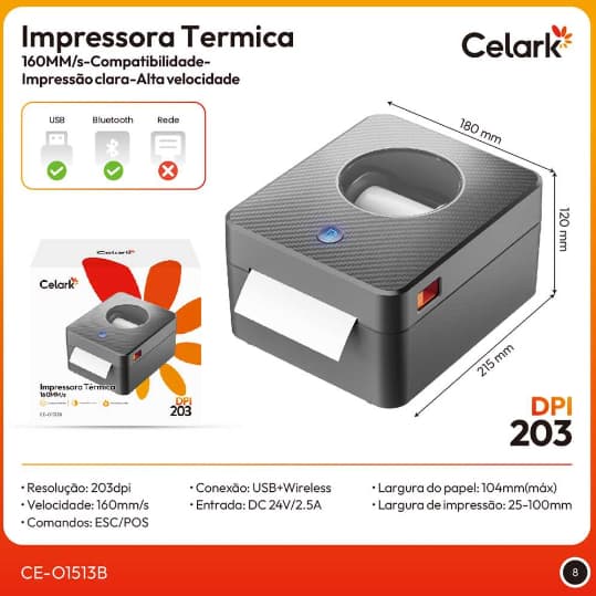 Impressora Etiqueta Correio Codigo Barras 100mm Usb Bluetooh