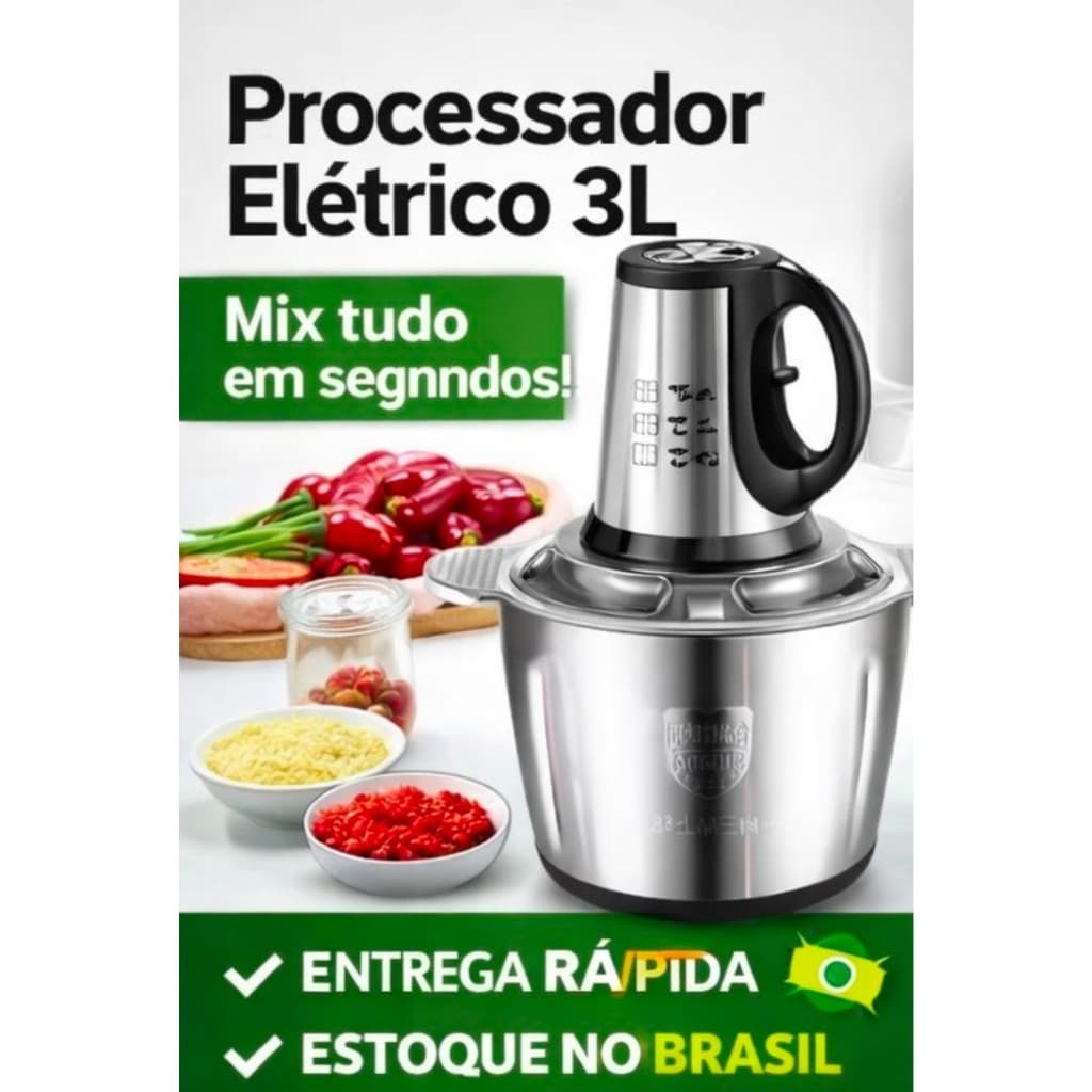 Picador De Alimentos Moedor De Carne Mixer Triturador Elétrica 2L / 3L Processador Cozinha Casa Alho 110v-220v