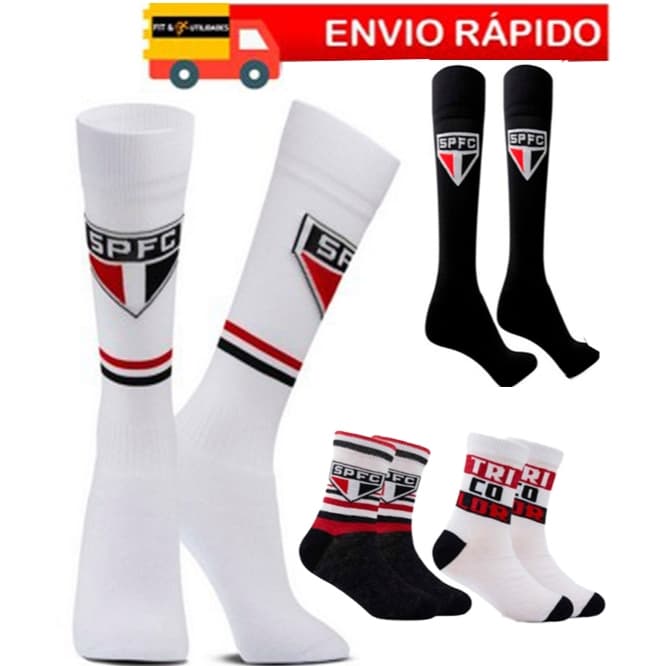 Meiao São Paulo infantil Juvenil Preto oficial Licenciado meia