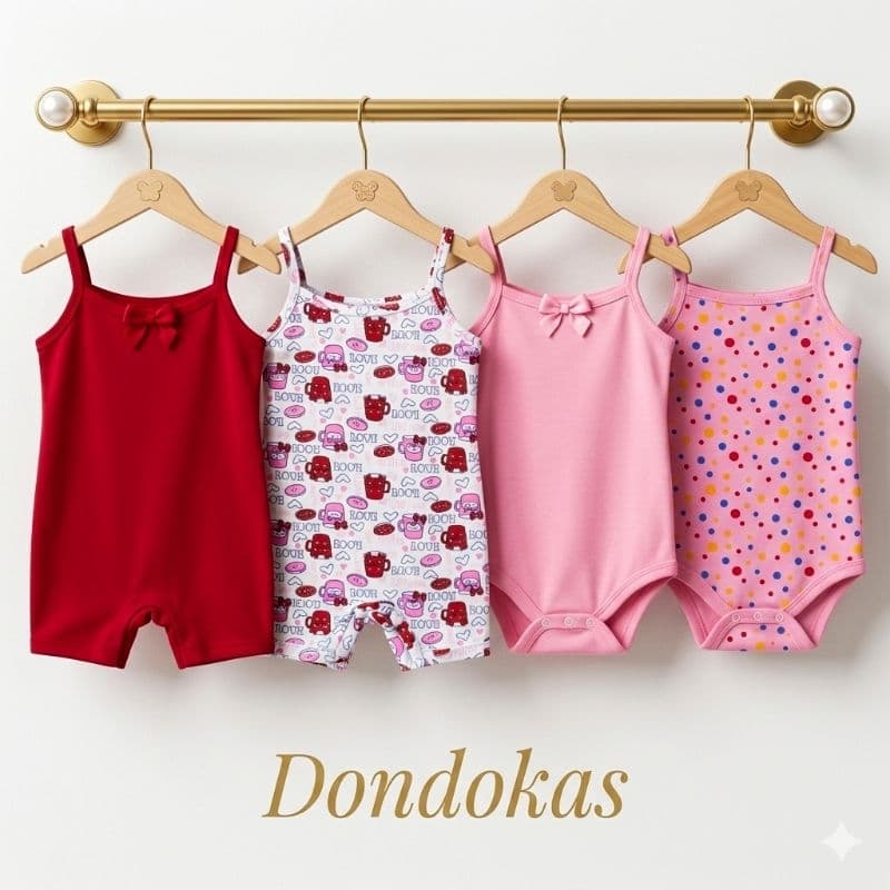 kit 4 Peças 2 Macaquinho bebe e 2 Body Alcinha bebe menina Roupa de Bebe Algodão M G GG