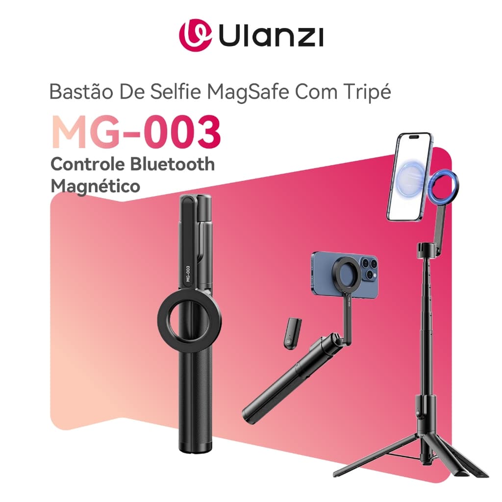 ULANZI MG-003 Bastão De Selfie Magnético MagSafe Com Tripé E Controle Bluetooth Para iPhone 17 16