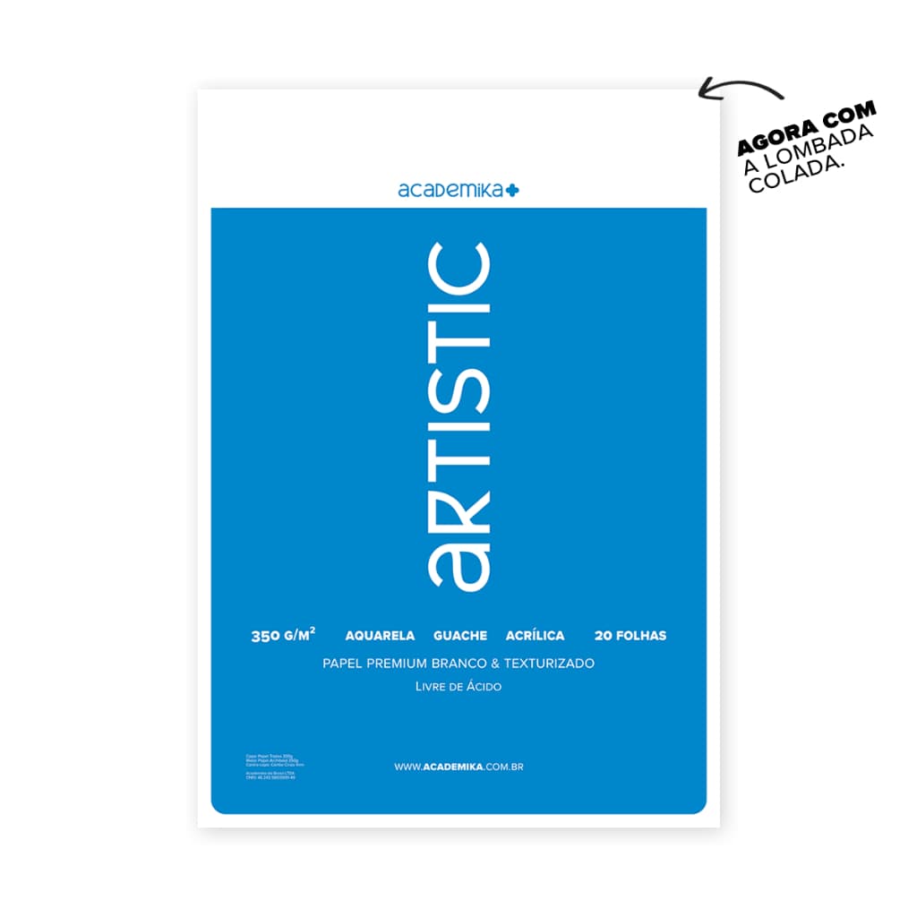Bloco Aquarela e Guache Artistic 350g 20 folhas ACADEMIKA