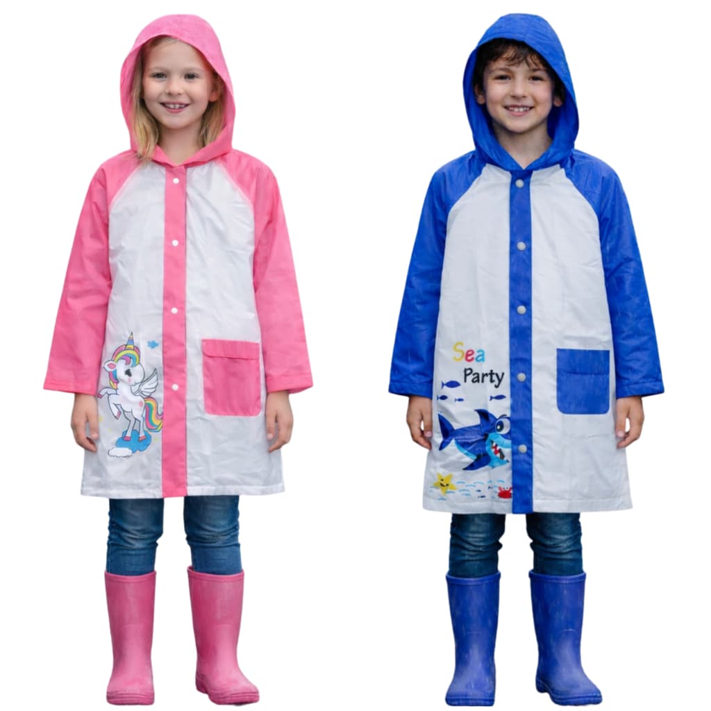 Capa de Chuva Infantil PVC Impermeável com Capuz e Bolso Menino e Menina