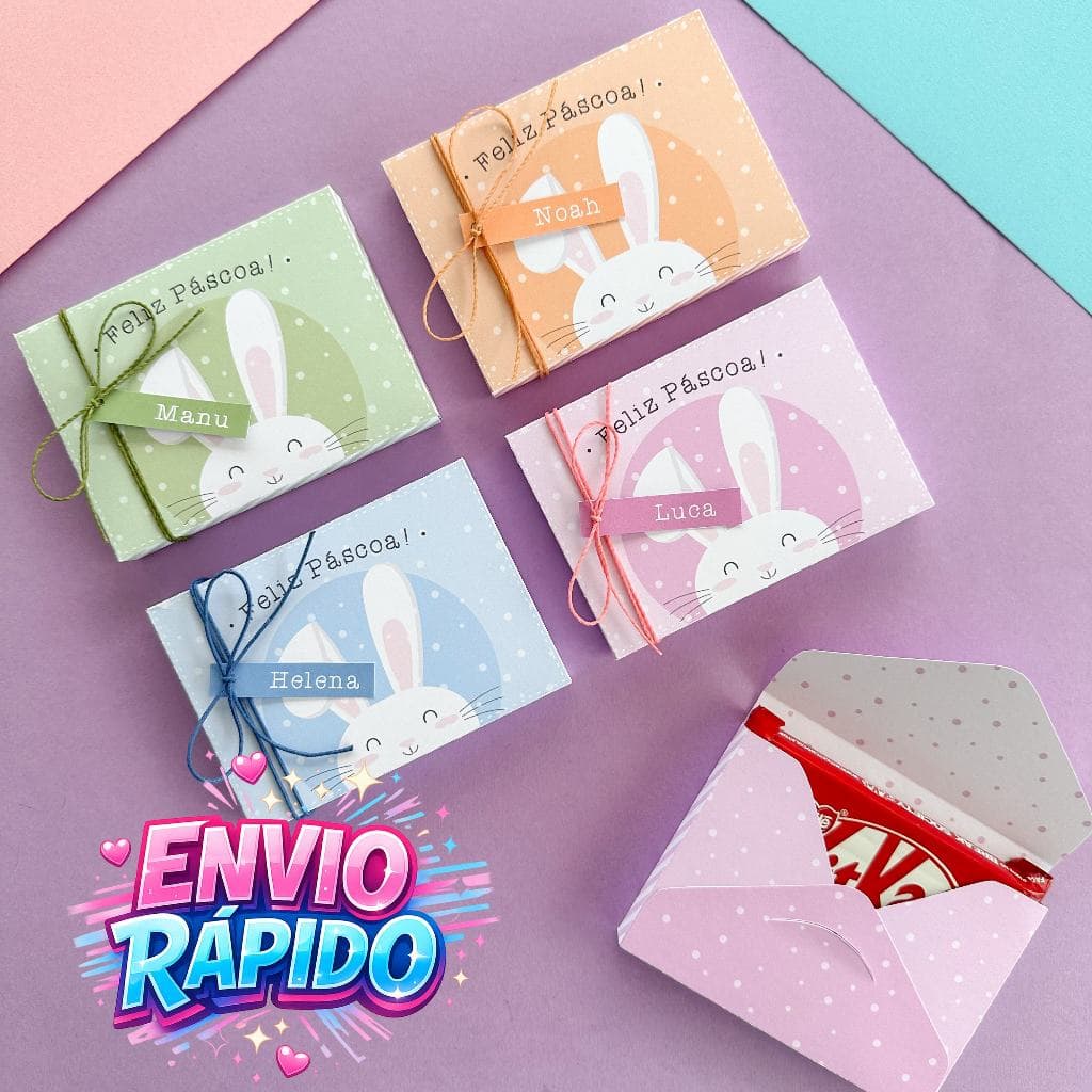 Embalagem para KitKat, Páscoa, Coelho, caixa envelope kitkat, lembrancinha de Páscoa