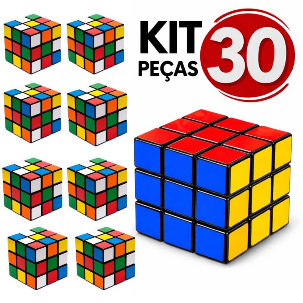 Kit 30 Cubo Mágico Clássico 5x5 cm Brinquedo Educativo para Crianças e Adultos