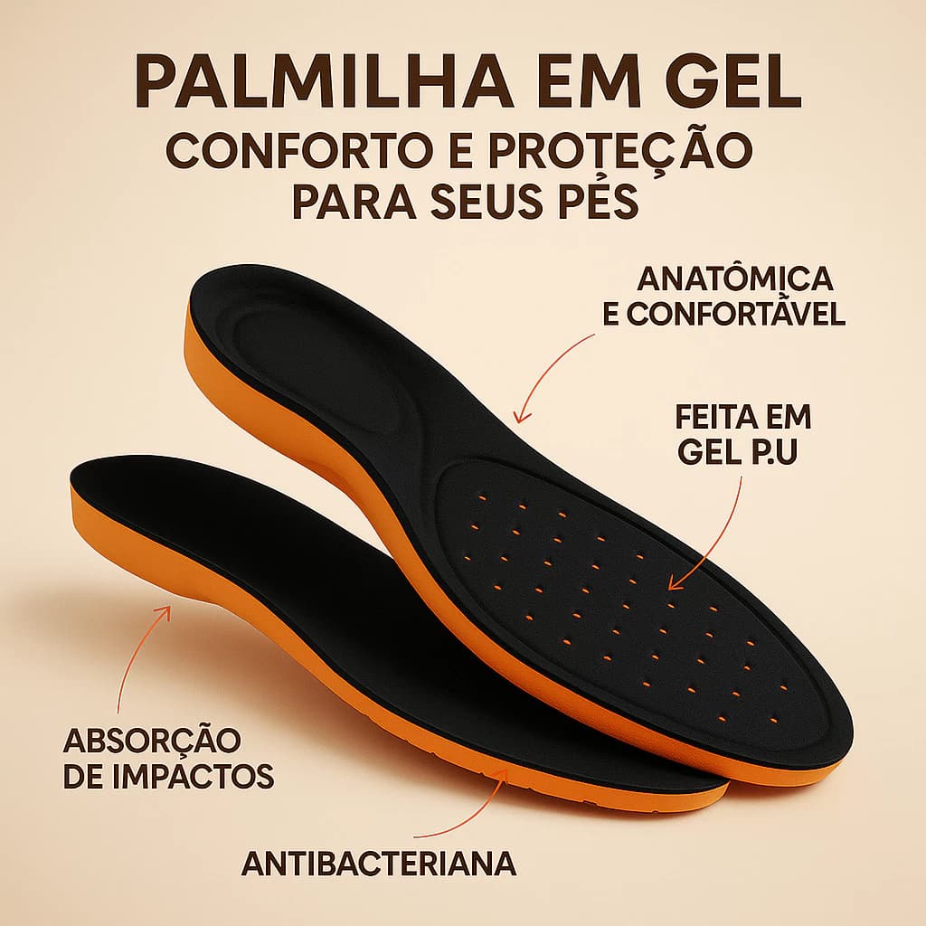 Palmilha em Gel Ortopédica para Trabalho Alívio Anti Stress Comfort