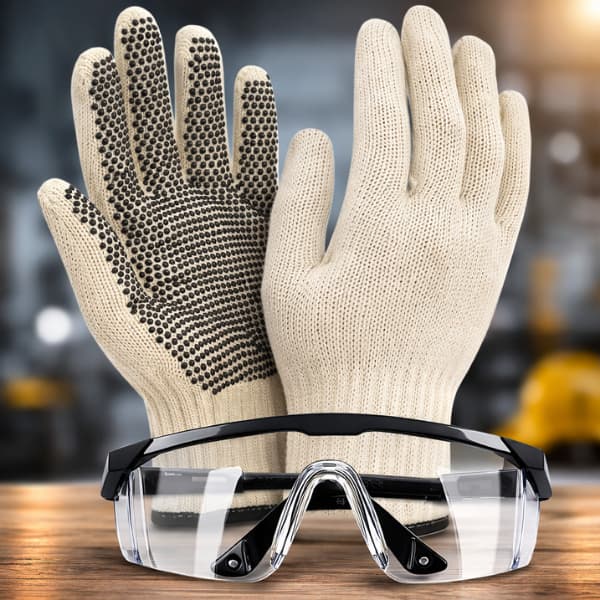 EPI Jogo De Luva E Óculos EPI Proteção Luvas Antiderrapante Óculos Acrílico