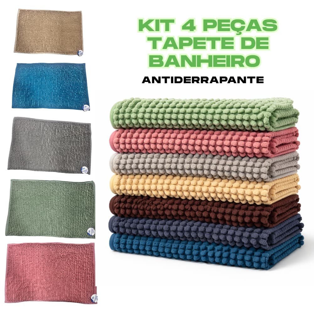 Kit 4 Tapete Estilo Bolinha Antiderrapante Microfibra Toque Suave Super Macio