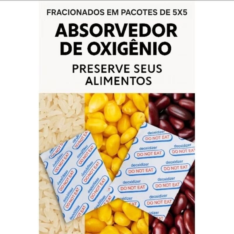 Absorvedor de oxigênio para alimentos 30cc fracionados de 5x5