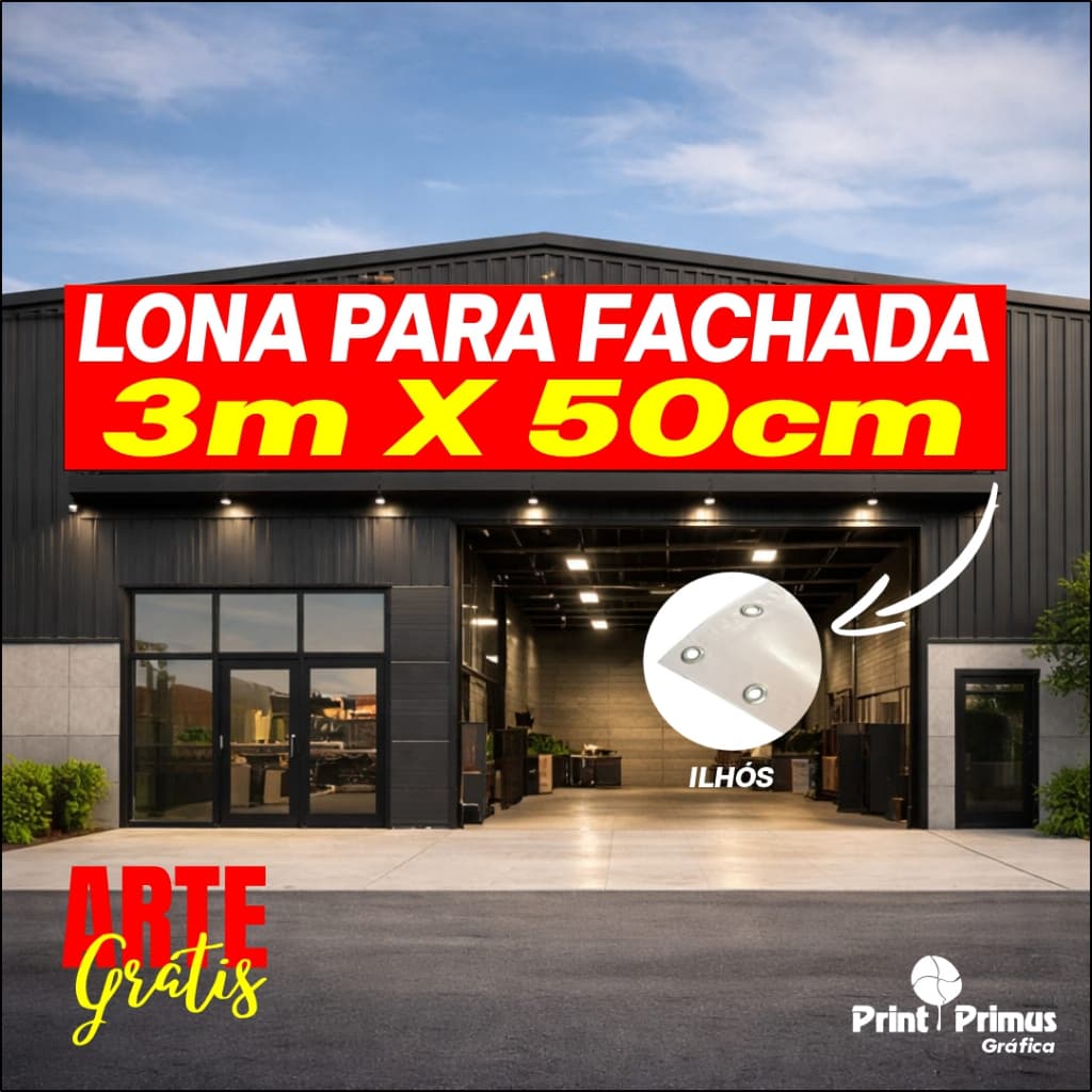 Faixa/Lona para fachada 3,00x0,50cm - Personalizada