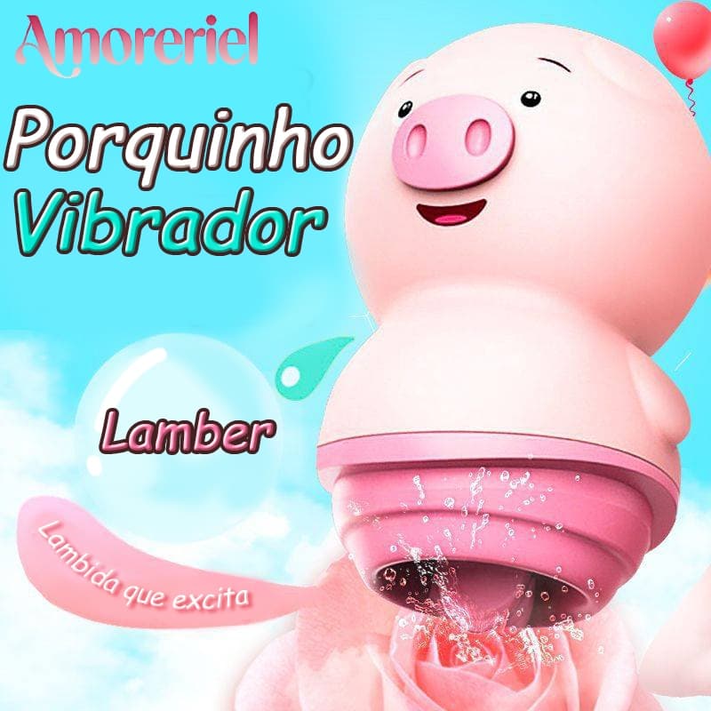 VIBRADOR PORQUINHO masturbador feminino com Esimulador de língua - 6 modos de vibração