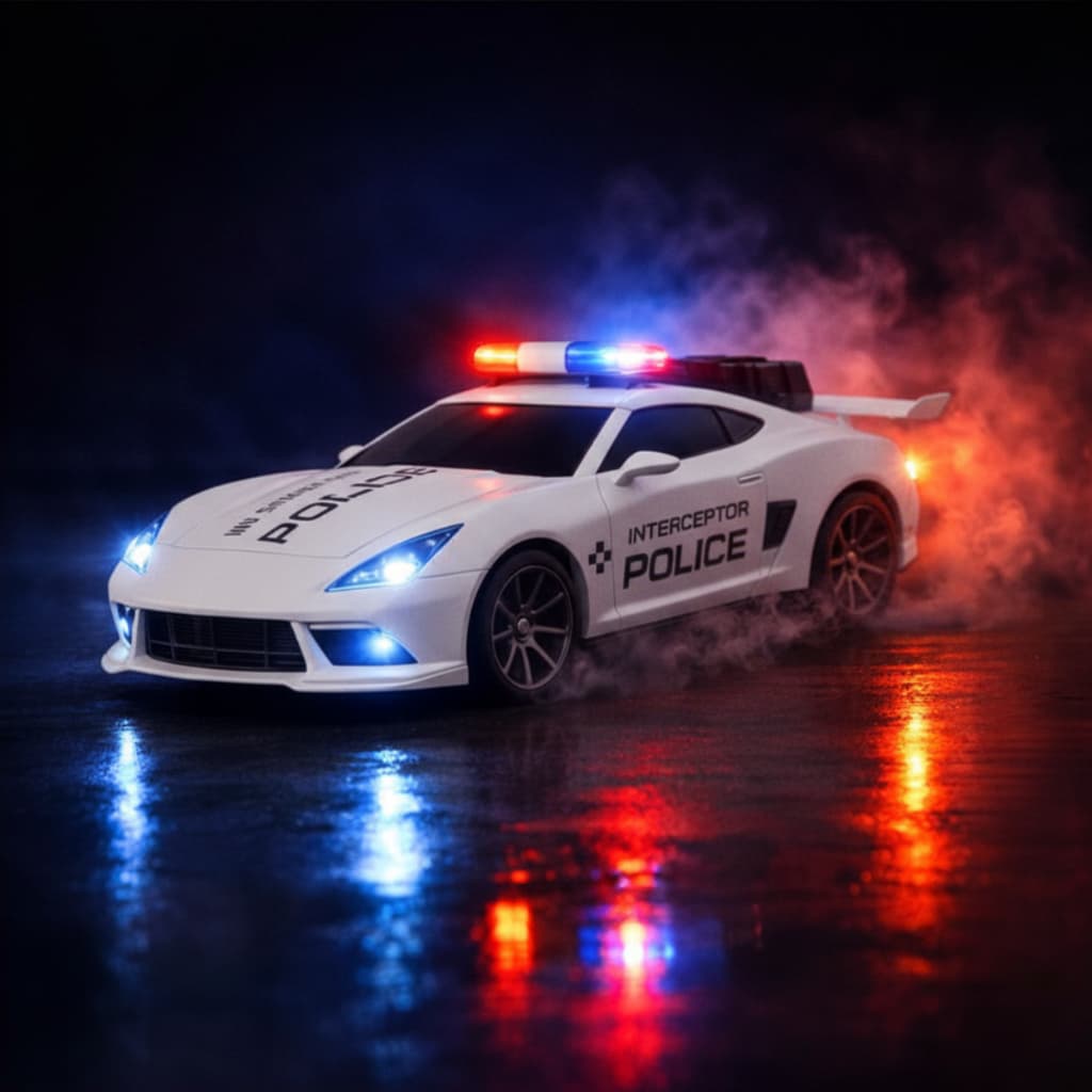 Carro Veloz 7 Funções Policia Solta Fumaça de Controle Remoto