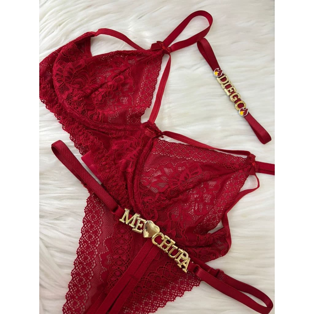 KIT CONJUNTO ARO e COLAR GARGANTILHA  lingerie sensual Personalizado com nome ou palavras langerie