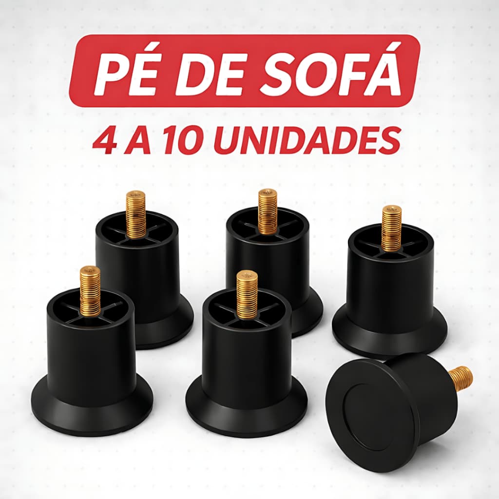 Kit Pés de Sofá Redondo Plástico – Altura 6cm Reforçado e Antiderrapante