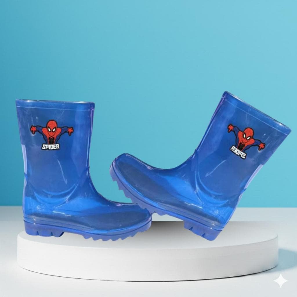 Galocha Botinha de Chuva Infantil Masculino Kids Personagem Menino Macio Leve Maleável Aranha Confortável