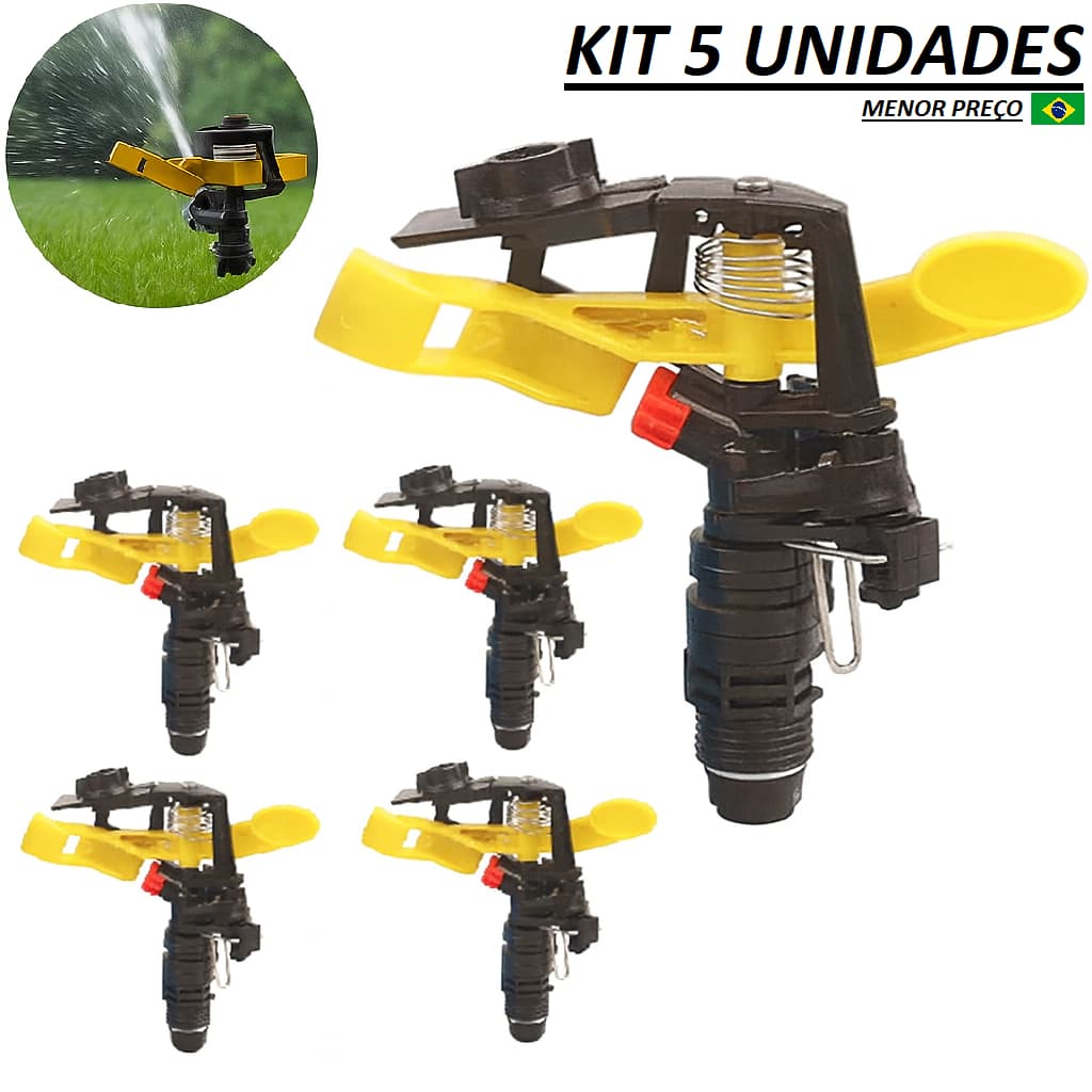 Kit 5 Irrigador Setorial Aspersor Horta Espiga Jardim 3/4 Irrigação - Oferta