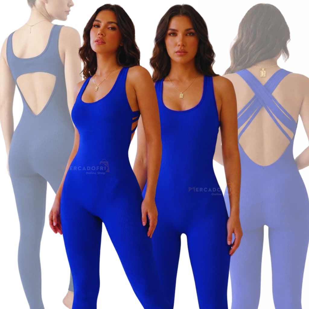 Macacão Fitness Canelado Poliamida Suplex - Costas Cruzadas Efeito Modelador