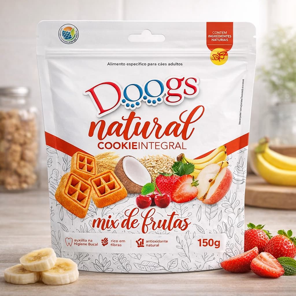 Biscoito Petisco Natural Cookie Integral Mix de Frutas Doogs 150g
