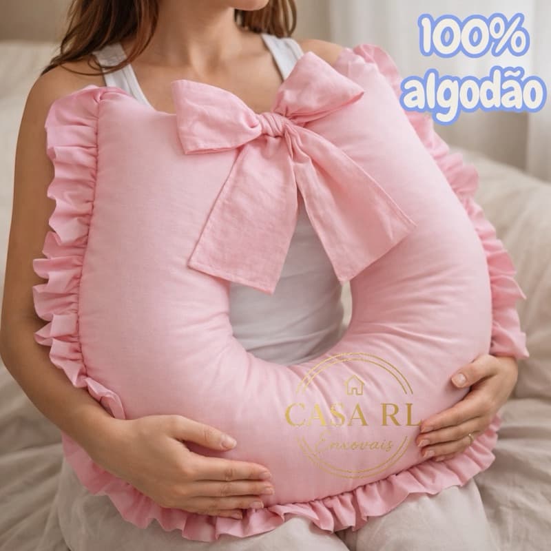 Almofada Amamentação com Capa Lisa e Babado -Varias Cores