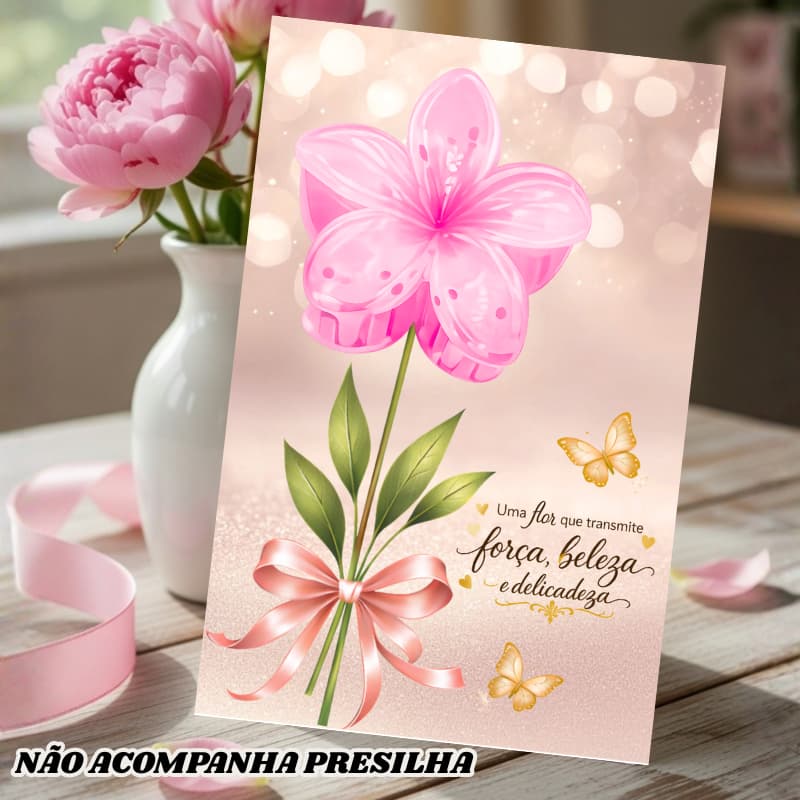 Card Dia das Mães Floral Delicado Porta Presilha Lembrancinha Criativa Presente para Mãe (Não Acompanha Presilha)